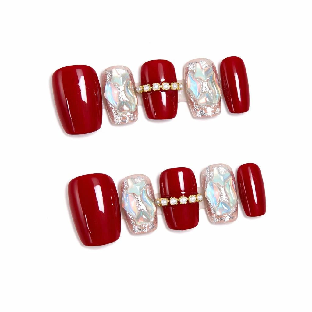 Red Jeweled Nails